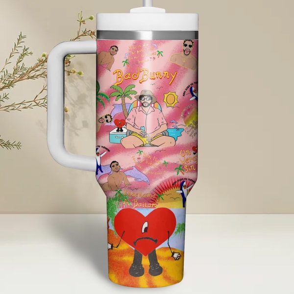 Bad Bunny Stanley Tumbler Cup 40oz With Handle - Image 2