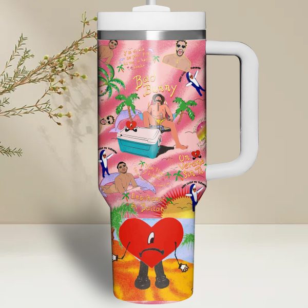Bad Bunny Stanley Tumbler Cup 40oz With Handle - Image 3