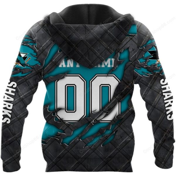 San Jose Sharks Black Metal Design Shirt Hoodie 2025 - Image 3