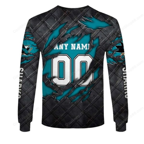 San Jose Sharks Black Metal Design Shirt Hoodie 2025 - Image 5