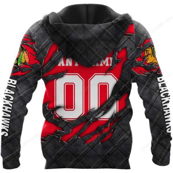 Chicago Blackhawks Black Metal Design Shirt Hoodie 2025 - Image 2