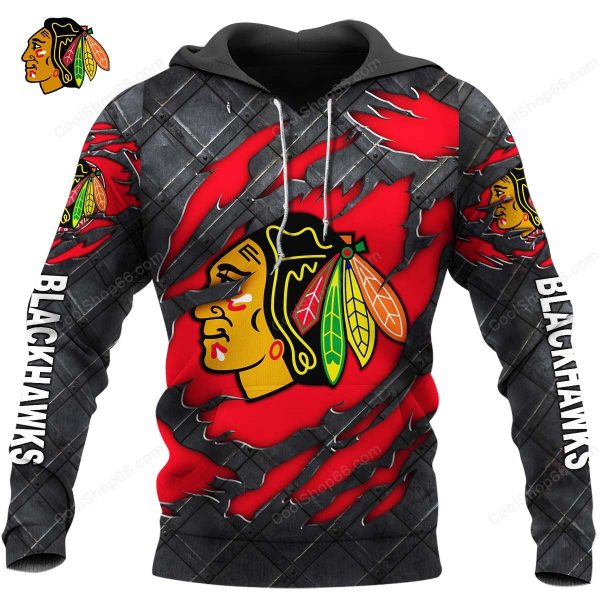 Chicago Blackhawks Black Metal Design Shirt Hoodie 2025