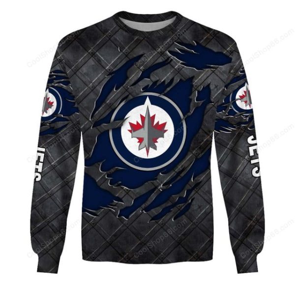 Winnipeg Jets Black Metal Design Shirt Hoodie 2025 - Image 4