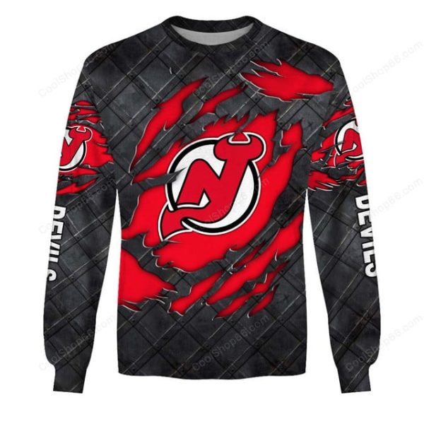 New Jersey Devils Black Metal Design Shirt Hoodie 2025 - Image 4
