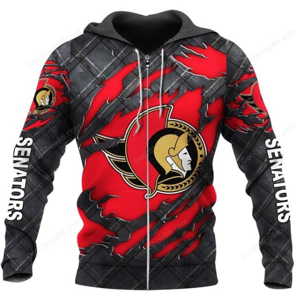 Ottawa Senators Black Metal Design Shirt Hoodie 2025 - Image 2