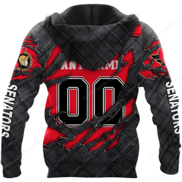 Ottawa Senators Black Metal Design Shirt Hoodie 2025 - Image 3
