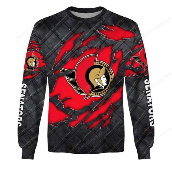 Ottawa Senators Black Metal Design Shirt Hoodie 2025 - Image 4