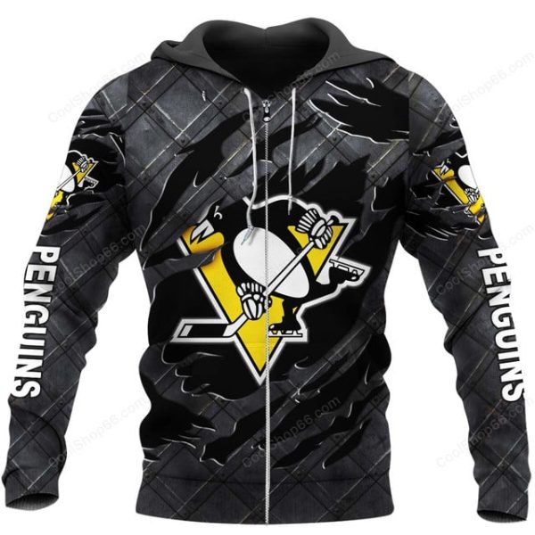Pittsburgh Penguins Black Metal Design Shirt Hoodie 2025 - Image 2