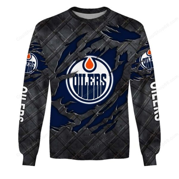 Edmonton Oilers Black Metal Design Shirt Hoodie 2025 - Image 4