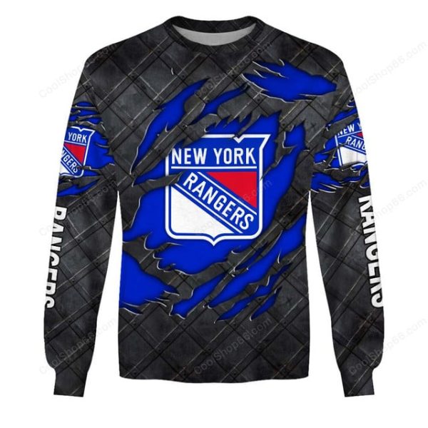 New York Rangers Black Metal Design Shirt Hoodie 2025 - Image 4