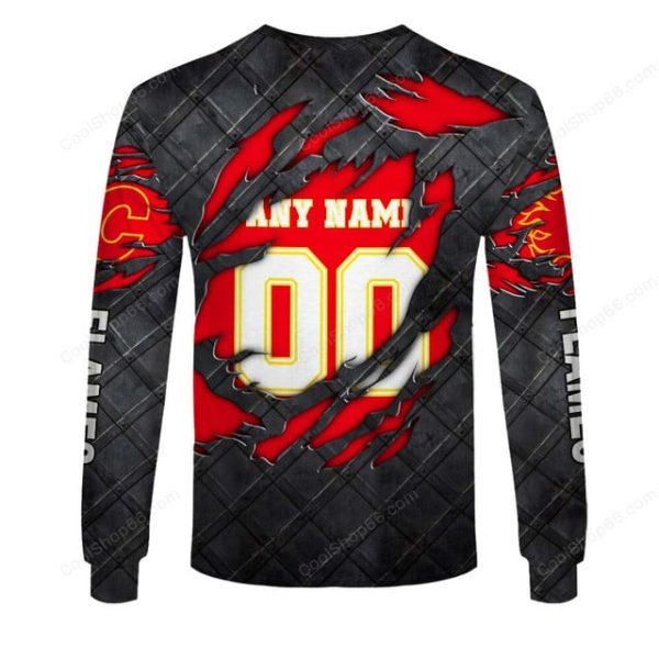 Calgary Flames Black Metal Design Shirt Hoodie 2025 - Image 5