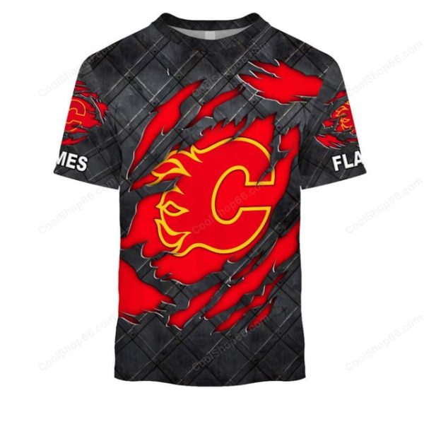 Calgary Flames Black Metal Design Shirt Hoodie 2025 - Image 6