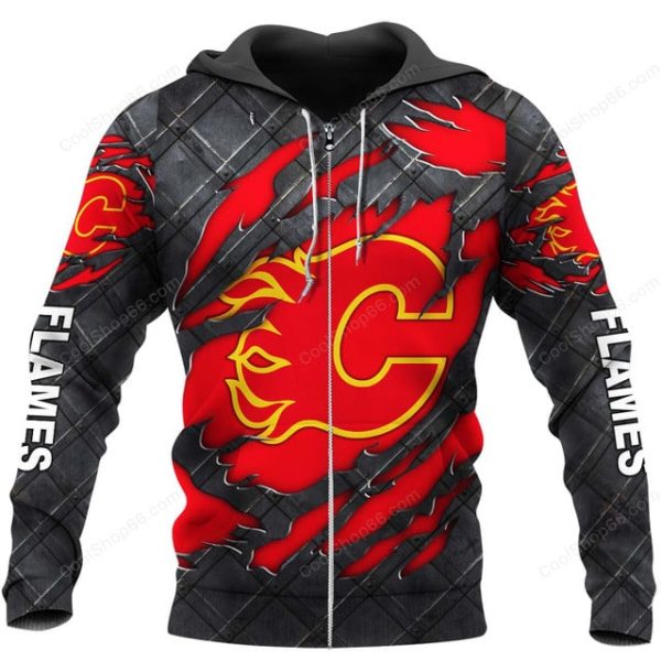 Calgary Flames Black Metal Design Shirt Hoodie 2025 - Image 2