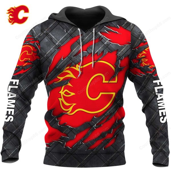 Calgary Flames Black Metal Design Shirt Hoodie 2025