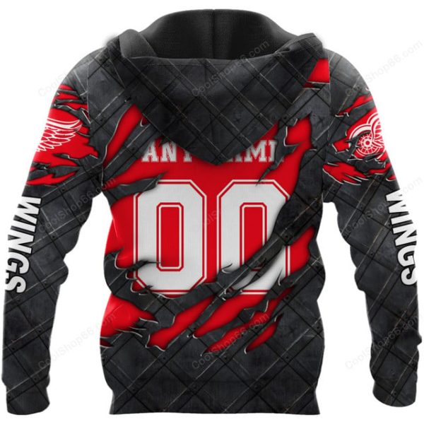 Detroit Red Wings Black Metal Design Shirt Hoodie 2025 - Image 3