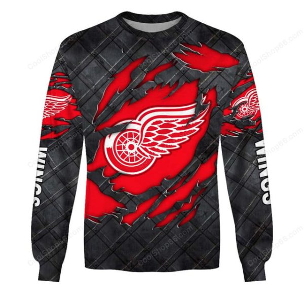 Detroit Red Wings Black Metal Design Shirt Hoodie 2025 - Image 4