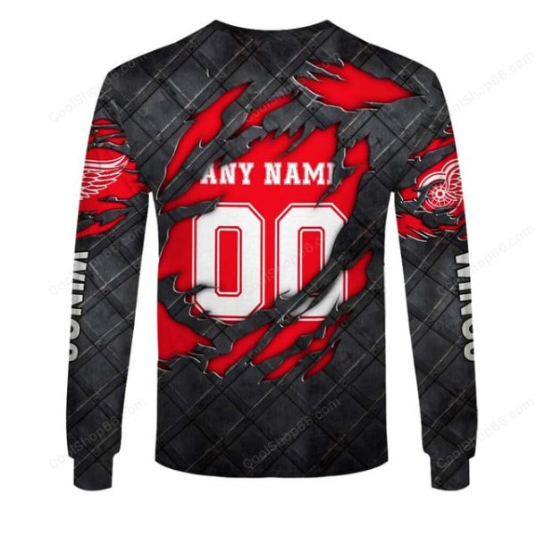Detroit Red Wings Black Metal Design Shirt Hoodie 2025 - Image 5
