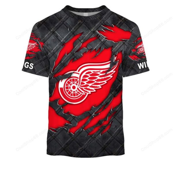 Detroit Red Wings Black Metal Design Shirt Hoodie 2025 - Image 6