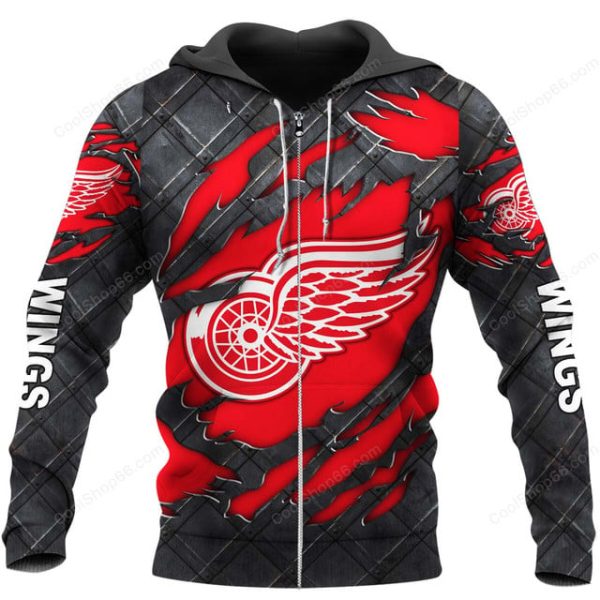 Detroit Red Wings Black Metal Design Shirt Hoodie 2025 - Image 2