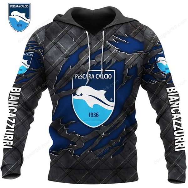 Delfino Pescara 1936 Black Metal Design Shirt Hoodie