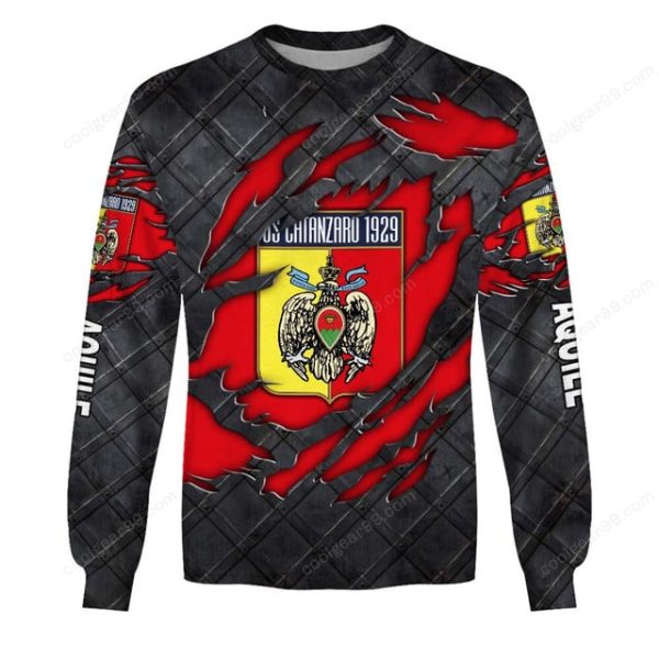 US Catanzaro 1929 Black Metal Design Shirt Hoodie - Image 3