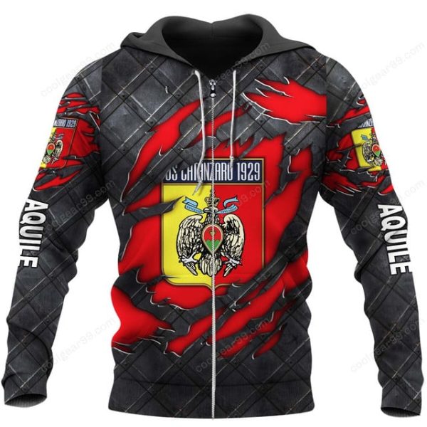 US Catanzaro 1929 Black Metal Design Shirt Hoodie - Image 7
