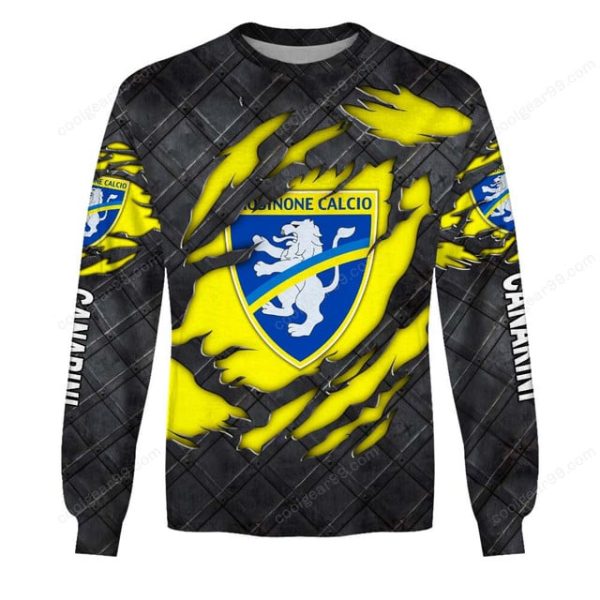 Frosinone Calcio Black Metal Design Shirt Hoodie - Image 4