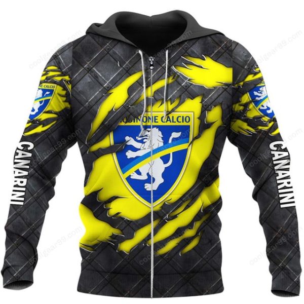 Frosinone Calcio Black Metal Design Shirt Hoodie - Image 2