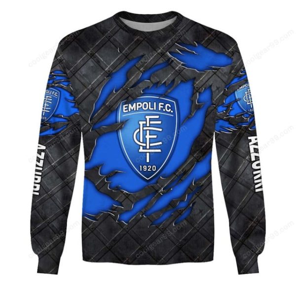 Empoli F.C Serie A Black Metal Design Shirt Hoodie - Image 4