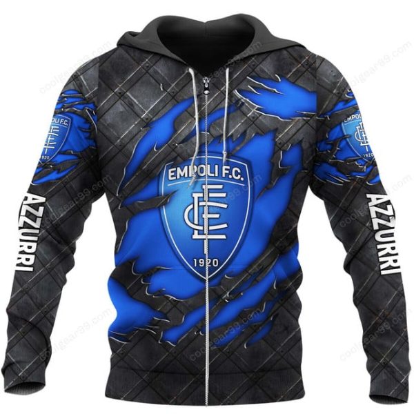 Empoli F.C Serie A Black Metal Design Shirt Hoodie - Image 2
