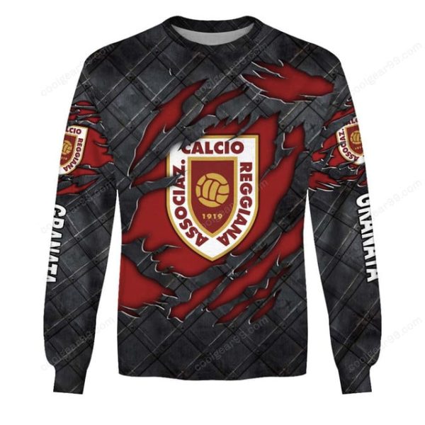 AC Reggiana 1919 Black Metal Design Shirt Hoodie - Image 4