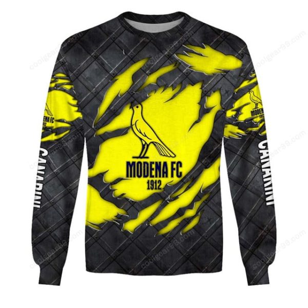 Modena FC 2018 Black Metal Design Shirt Hoodie - Image 4