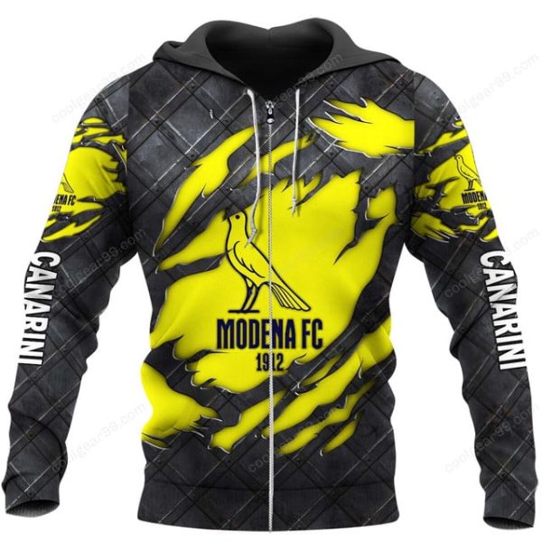 Modena FC 2018 Black Metal Design Shirt Hoodie - Image 2