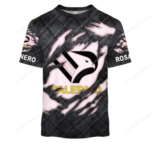 Palermo FC Black Metal Design Shirt Hoodie - Image 6