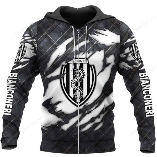 Cesena FC Black Metal Design Shirt Hoodie - Image 2