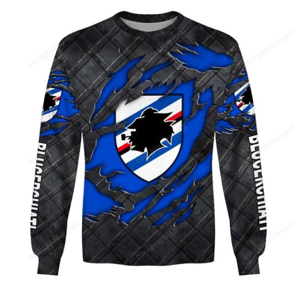 UC Sampdoria Black Metal Design Shirt Hoodie - Image 4