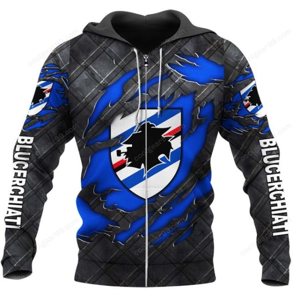 UC Sampdoria Black Metal Design Shirt Hoodie - Image 2