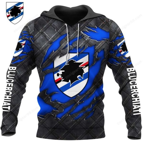 UC Sampdoria Black Metal Design Shirt Hoodie
