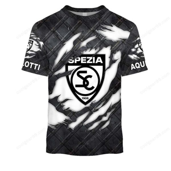 Spezia Calcio Black Metal Design Shirt Hoodie - Image 6
