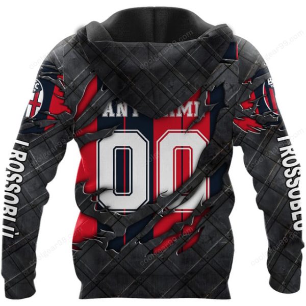 Bologna Fc 1909 Serie A Black Metal Design Shirt Hoodie - Image 3