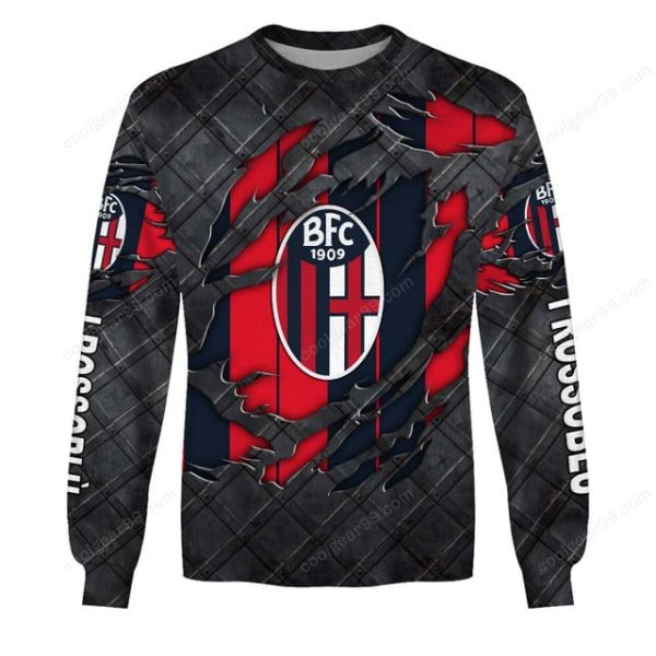 Bologna Fc 1909 Serie A Black Metal Design Shirt Hoodie - Image 4