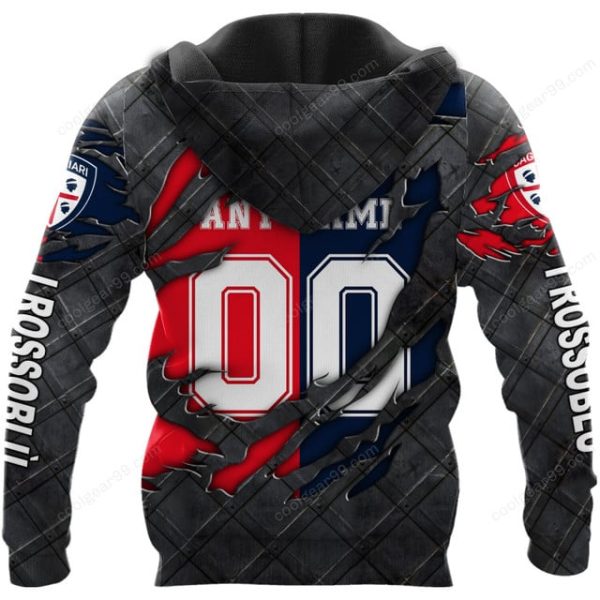 Cagliari Calcio Serie A Black Metal Design Shirt Hoodie - Image 3