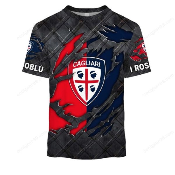 Cagliari Calcio Serie A Black Metal Design Shirt Hoodie - Image 6