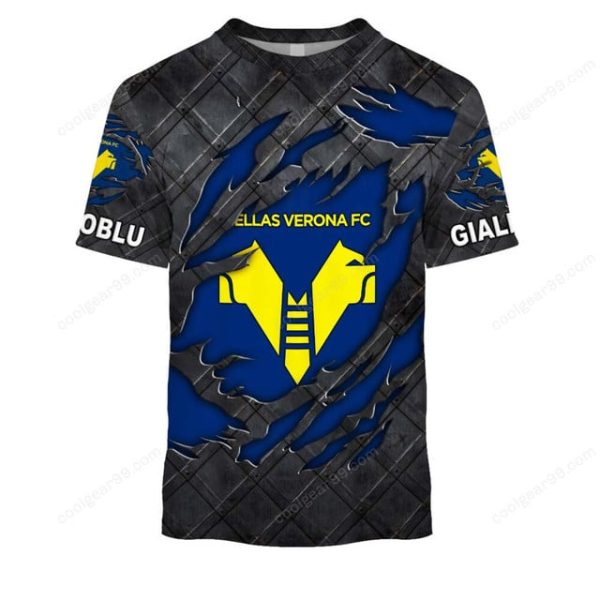 Hellas Verona F.C Serie A Black Metal Design Shirt Hoodie - Image 6