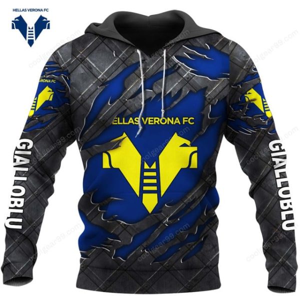 Hellas Verona F.C Serie A Black Metal Design Shirt Hoodie