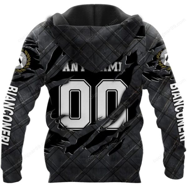 Udinese Calcio Serie A Black Metal Design Shirt Hoodie - Image 3