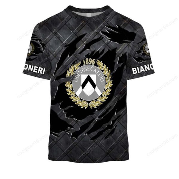 Udinese Calcio Serie A Black Metal Design Shirt Hoodie - Image 6