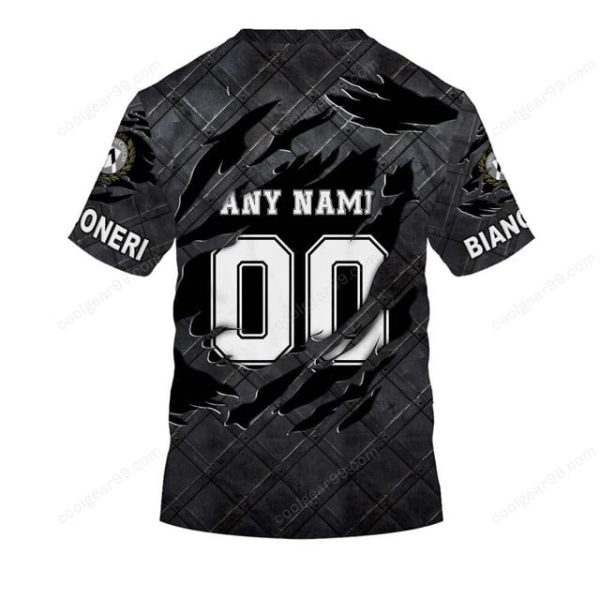 Udinese Calcio Serie A Black Metal Design Shirt Hoodie - Image 7