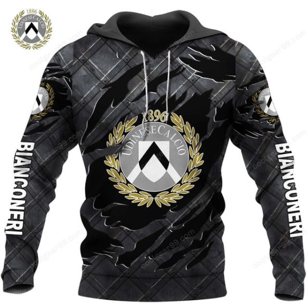 Udinese Calcio Serie A Black Metal Design Shirt Hoodie