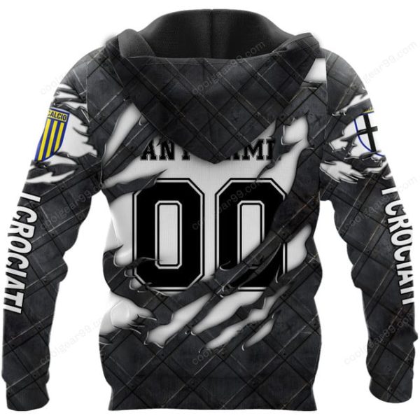 Parma Calcio 1913 Serie A Black Metal Design Shirt Hoodie - Image 3